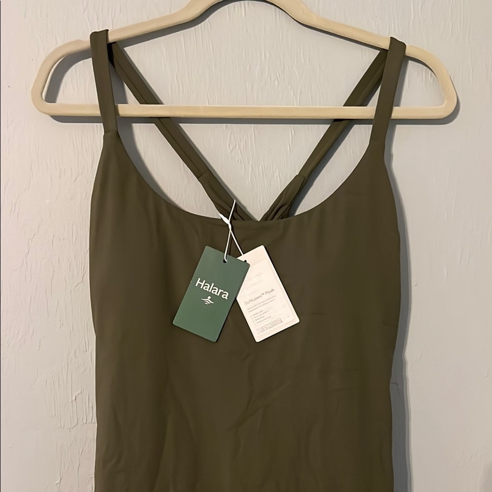 HALARA Olive Green Cross-Back Dress